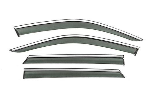 Window Deflectors with Chrome Trim Niken Luxury (HB, 4 pcs) for Skoda Fabia 2014-2021 - image 1