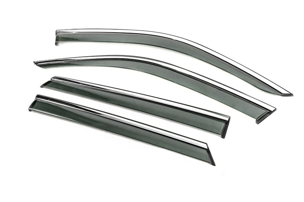 Window Deflectors with Chrome Trim Niken Luxury (HB, 4 pcs) for Skoda Fabia 2014-2021 - image 2