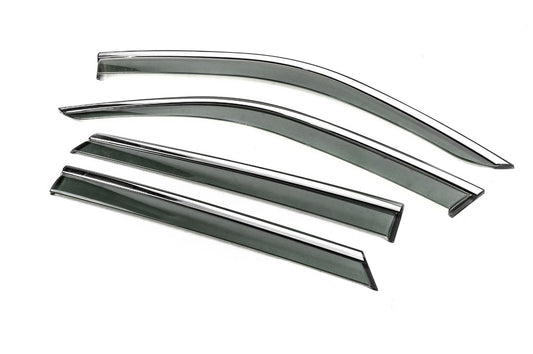 Window Deflectors with Chrome Trim Niken Luxury (HB, 4 pcs) for Skoda Fabia 2014-2021 - image 2