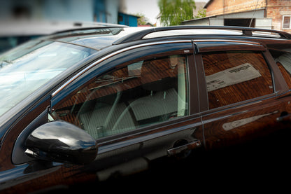 Window deflectors with chrome trim (4 pcs, Niken) for Nissan Qashqai 2007-2010 - image 1