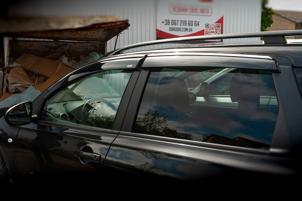 Window deflectors with chrome trim (4 pcs, Niken) for Nissan Qashqai 2007-2010 - image 3