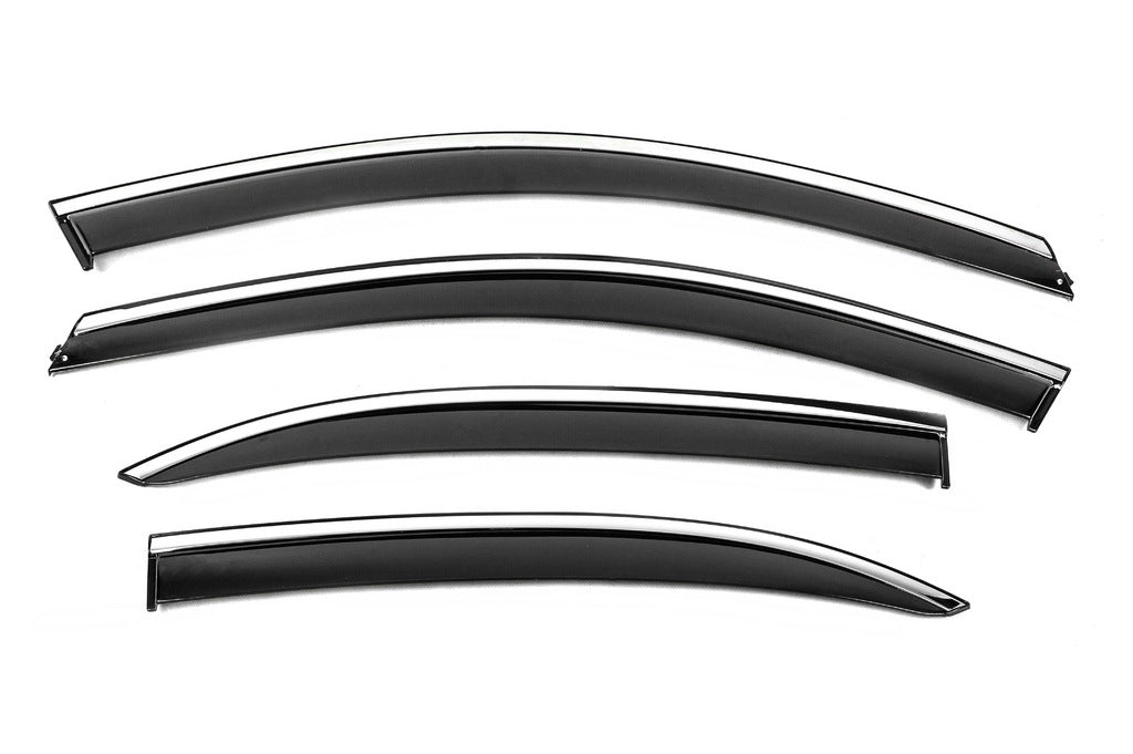 Window Deflectors with Chrome Trim Niken Luxury (EU, 4 pcs) for Volkswagen Jetta 2011-2018 - image 1