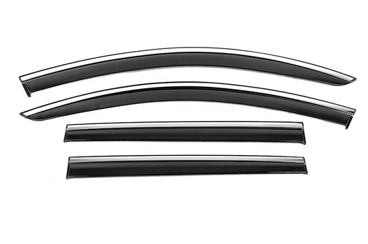 Window Deflectors with Chrome Trim Niken Luxury (SW, 4 pcs) for Volkswagen Passat B7 2012-2015 - image 1