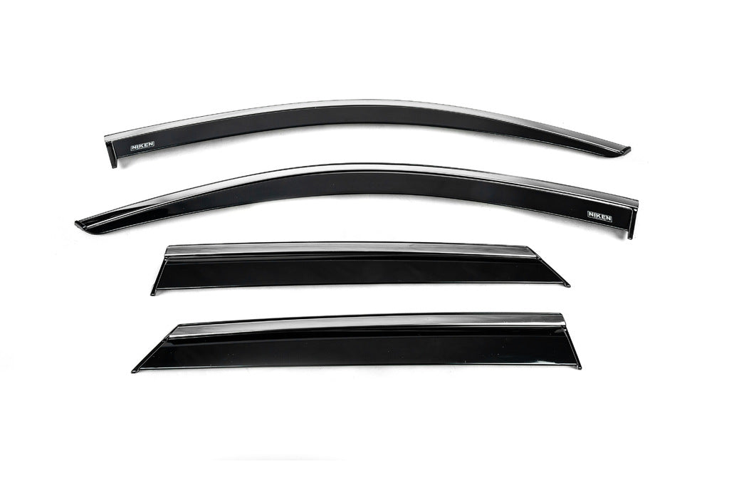 Window Deflectors with Chrome Trim (4 pcs, Niken) for Volkswagen T-Roc 2017-2025 - image 1