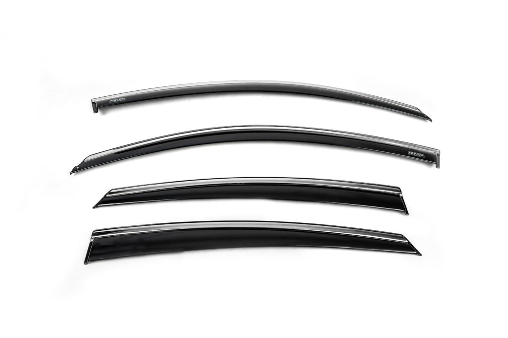 Window deflectors with chrome trim (4 pcs, Niken) for Honda Civic Sedan X 2016-2021 - image 2