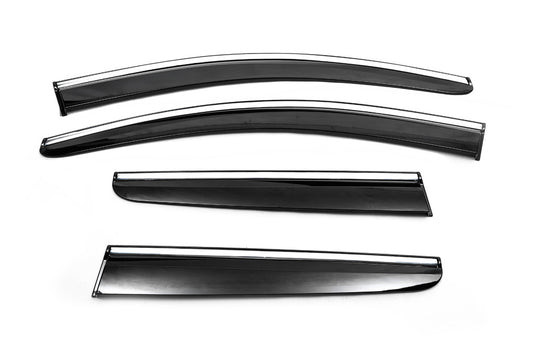 Window Deflectors with Chrome Trim (4 pcs, Sunplex Chrome) for Nissan Qashqai 2007-2010 - image 2