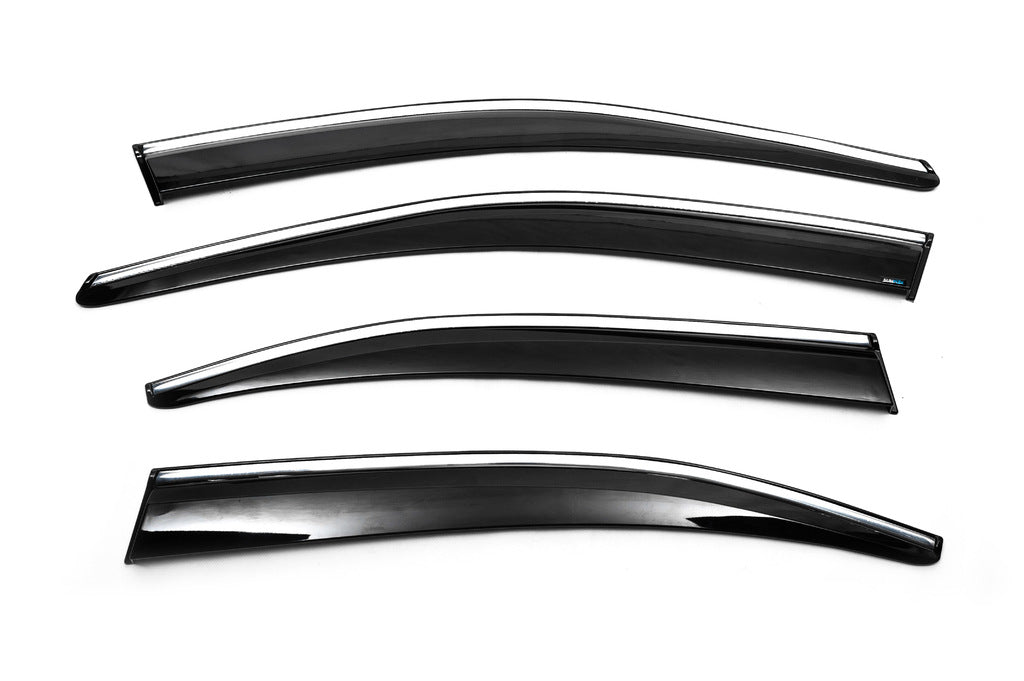 Window Deflectors with Chrome Trim Liftback (4 pcs, Sunplex Chrome) for Skoda Octavia III A7 2013-2019 - image 1