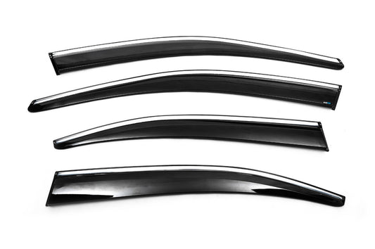 Window Deflectors with Chrome Trim Liftback (4 pcs, Sunplex Chrome) for Skoda Octavia III A7 2013-2019 - image 1