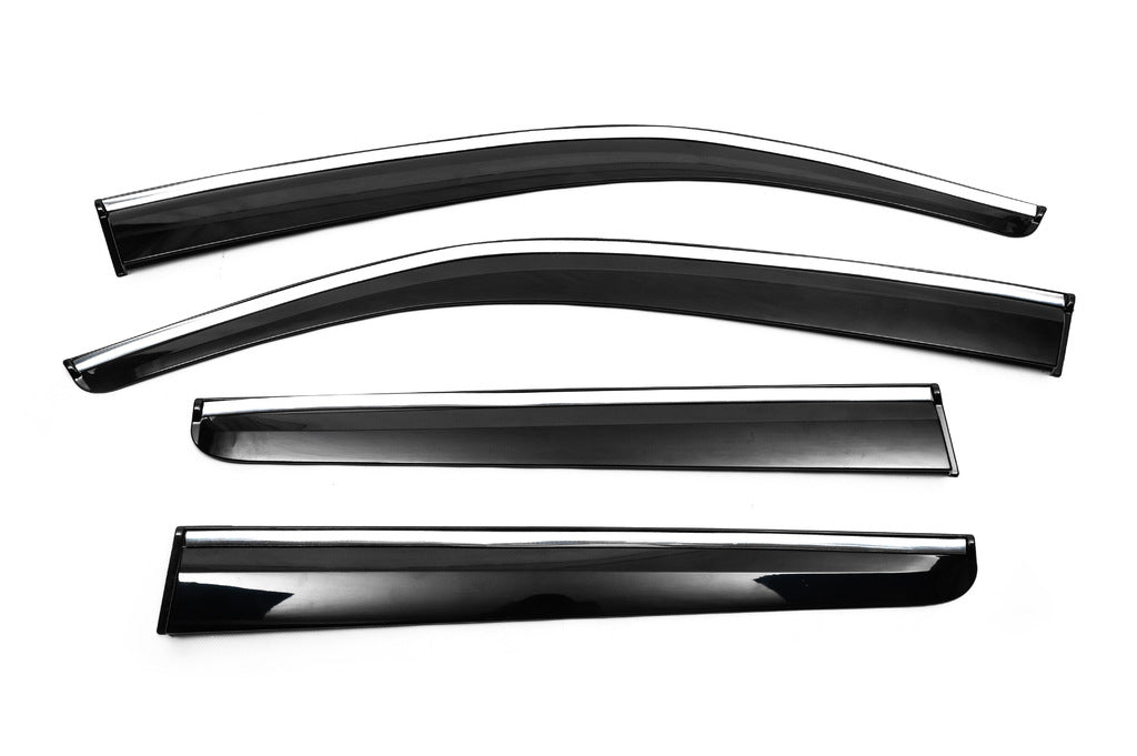Window Deflectors with Chrome Trim (4 pcs, Sunplex Chrome) for Volkswagen Amarok 2010-2022 - image 1