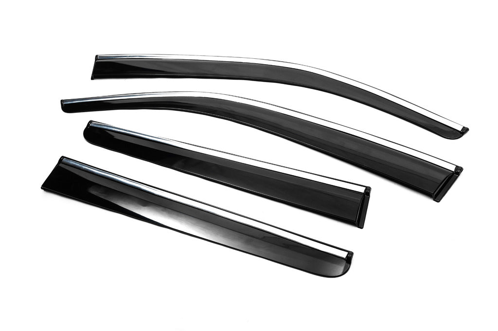 Window Deflectors with Chrome Trim (4 pcs, Sunplex Chrome) for Volkswagen Amarok 2010-2022 - image 2