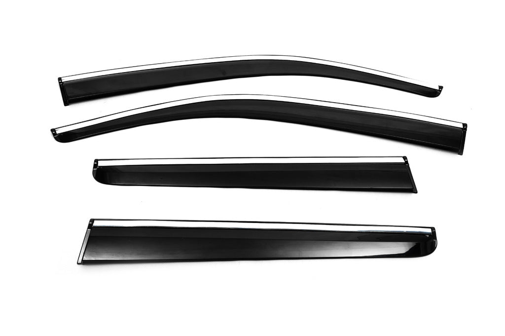 Window Deflectors with Chrome Trim (4 pcs, Sunplex Chrome) for Nissan Navara 2006-2015 - image 3