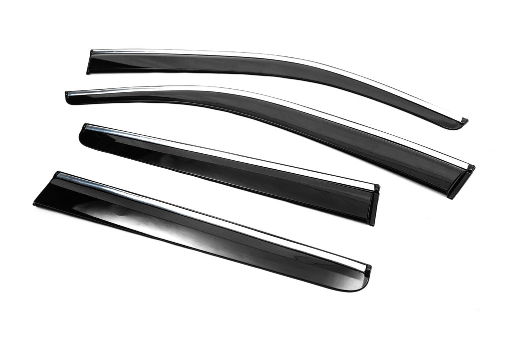 Window Deflectors with Chrome Trim (4 pcs, Sunplex Chrome) for Nissan Navara 2006-2015 - image 4