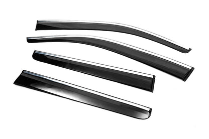 Window Deflectors with Chrome Trim (4 pcs, Sunplex Chrome) for Nissan Navara 2006-2015 - image 4