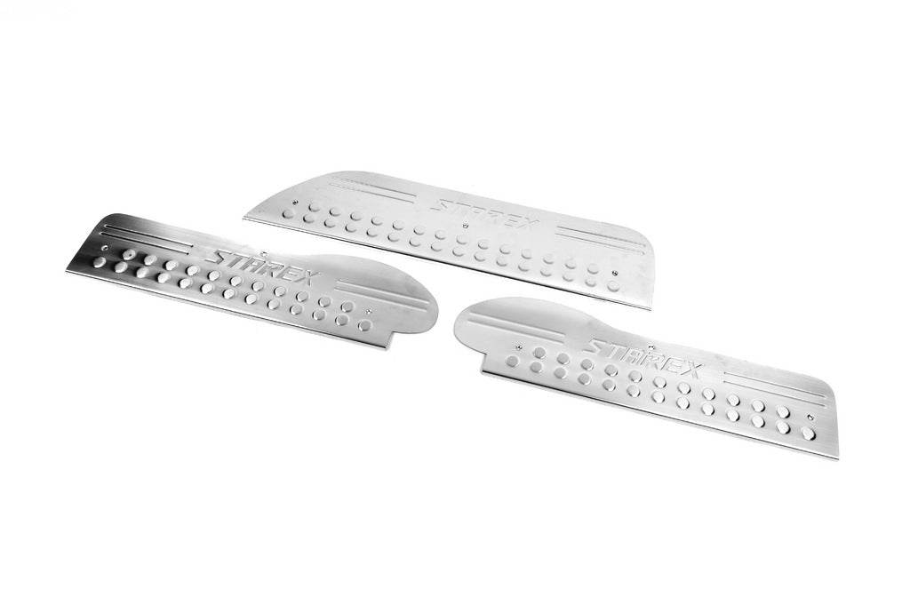 Door sills OmsaLine (3 pieces, stainless steel) for Hyundai H200, H1, Starex 1998-2007 - Reelken Auto
