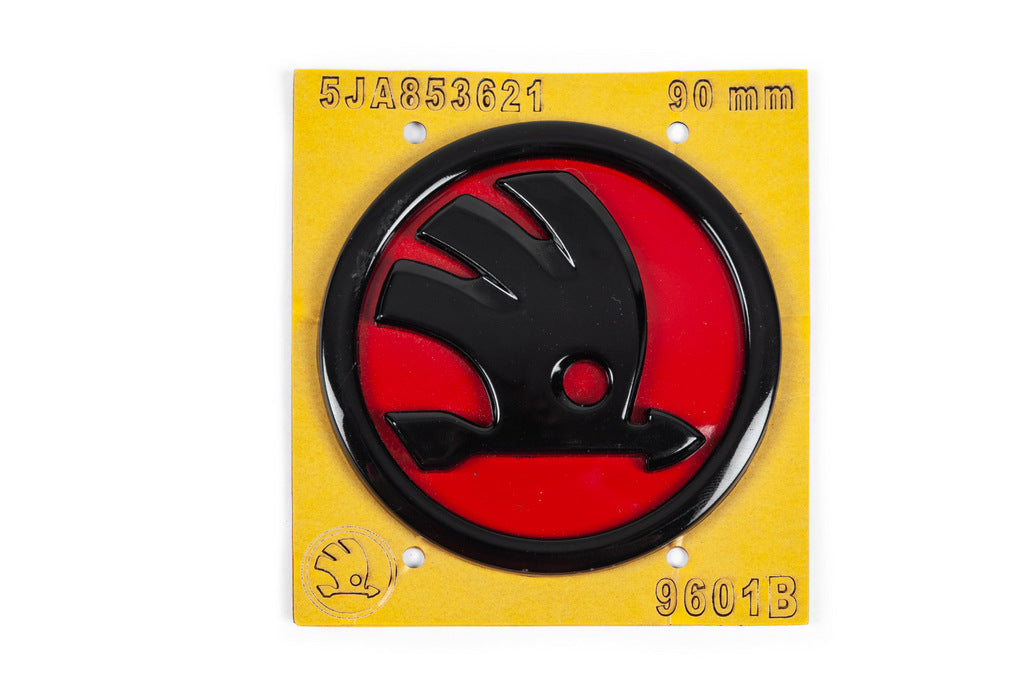 Red Emblem 5JA853621 (89 mm) for Skoda - image 1