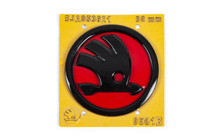 Red Emblem 5JA853621 (89 mm) for Skoda - image 1