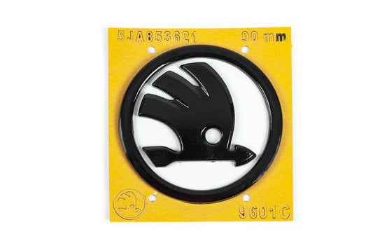 Emblem white 5JA853621 (89 mm) for Skoda - Reelken Auto