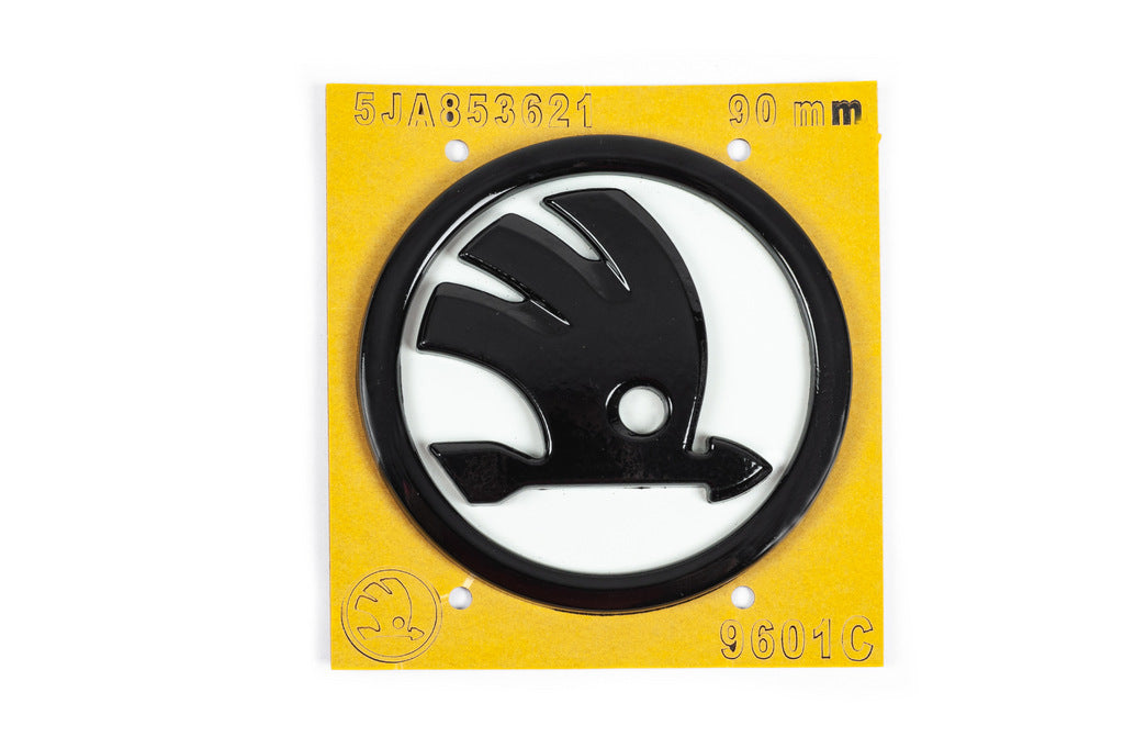 White emblem 5JA853621 (89 mm) for Skoda - image 1