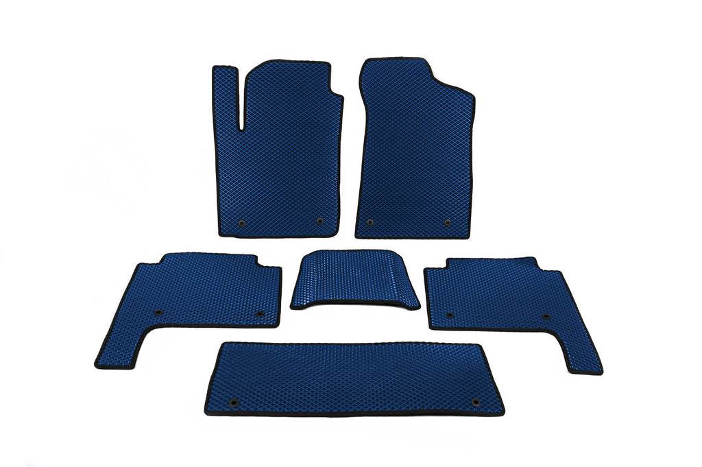 Interior carpets 3 rows (EVA, Blue) for Nissan Patrol Y62 2010-2024 - Reelken Auto