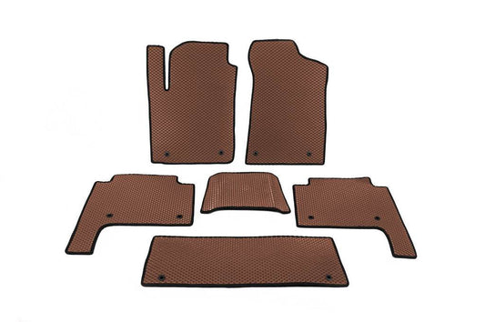 Interior mats 3 rows (EVA, Brown) for Nissan Patrol Y62 2010-2024 - Reelken Auto