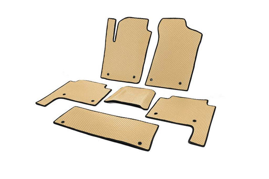 Interior carpets 3 rows (EVA, Beige) for Nissan Patrol Y62 2010-2024 - Reelken Auto