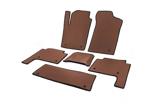 Interior mats 3 rows (EVA, Brown) for Nissan Patrol Y62 2010-2024 - Reelken Auto
