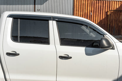 Window deflectors with chrome trim (4 pcs, Niken) for Volkswagen Amarok 2010-2022 - image 1