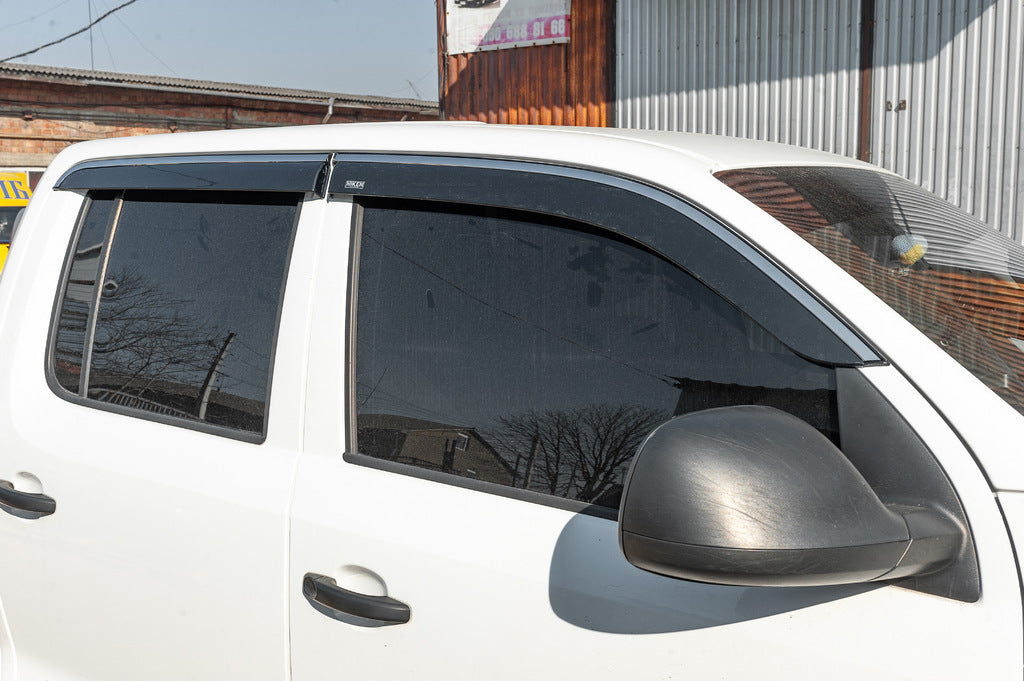 Window deflectors with chrome trim (4 pcs, Niken) for Volkswagen Amarok 2010-2022 - image 2
