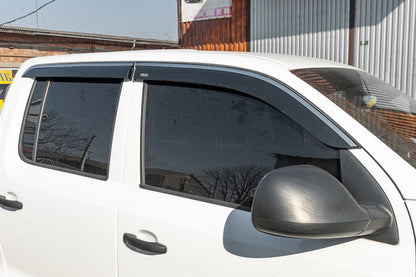 Window deflectors with chrome trim (4 pcs, Niken) for Volkswagen Amarok 2010-2022 - image 2