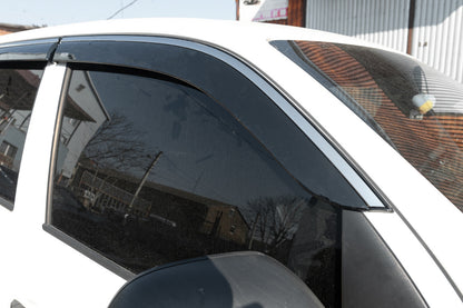 Window deflectors with chrome trim (4 pcs, Niken) for Volkswagen Amarok 2010-2022 - image 4