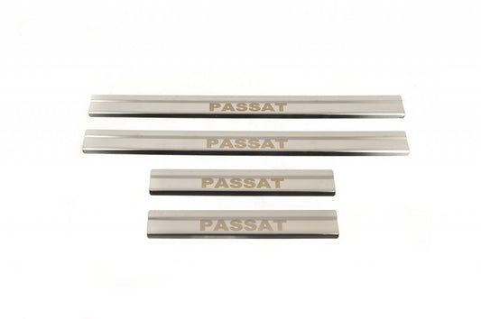 Door Sill Protectors Carmos V2 (4 pcs, Stainless Steel) for Volkswagen Passat B6 2006-2012 - image 1