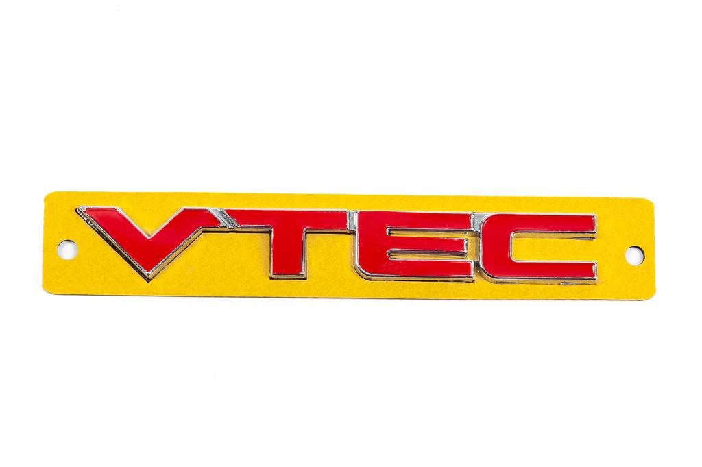 Red VTEC lettering with chrome (110mm by 15mm) for Honda - Reelken Auto
