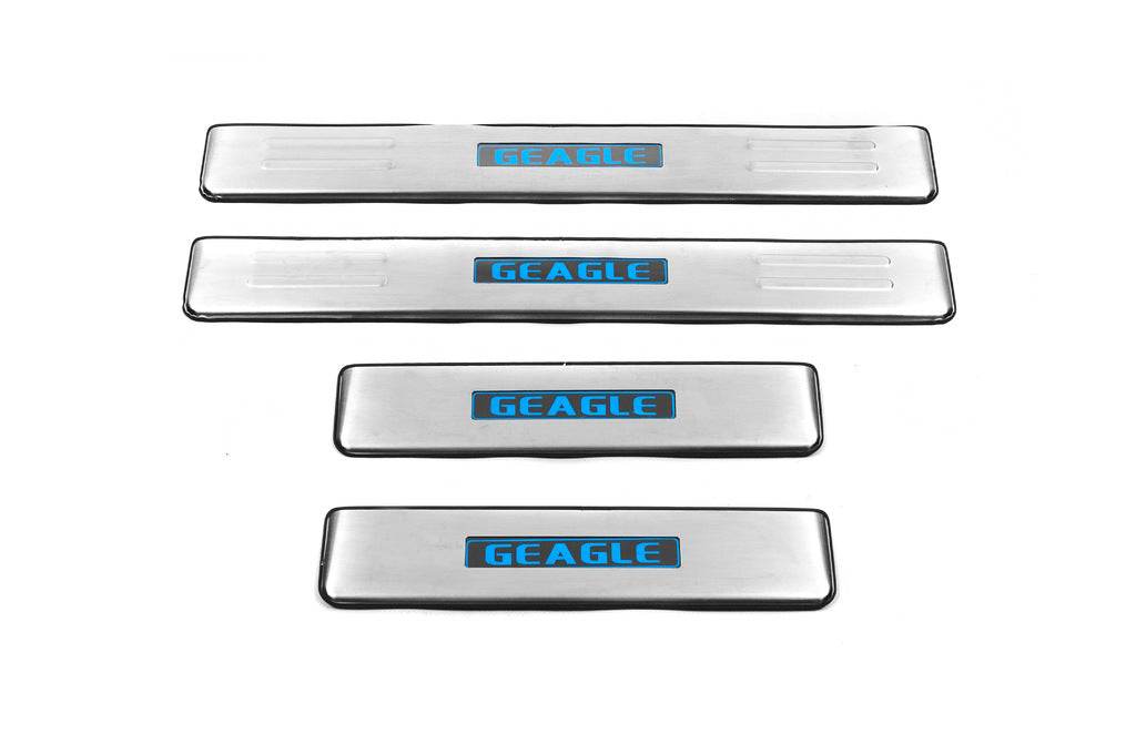 Door sills Libao LED (4 pcs, stainless steel) for Geely Emgrand X7 - Reelken Auto