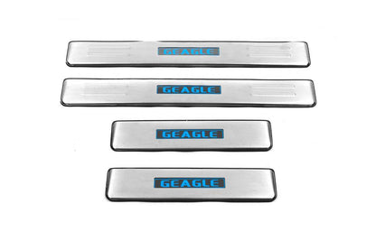 Door sills Libao LED (4 pcs, stainless steel) for Geely Emgrand X7 - Reelken Auto