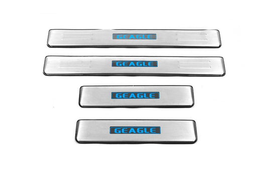 Door sills Libao LED (4 pcs, stainless steel) for Geely Emgrand X7 - Reelken Auto
