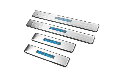 Door sills Libao LED (4 pcs, stainless steel) for Geely Emgrand X7 - Reelken Auto