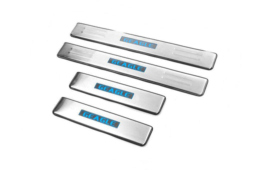 Door sills Libao LED (4 pcs, stainless steel) for Geely Emgrand X7 - Reelken Auto