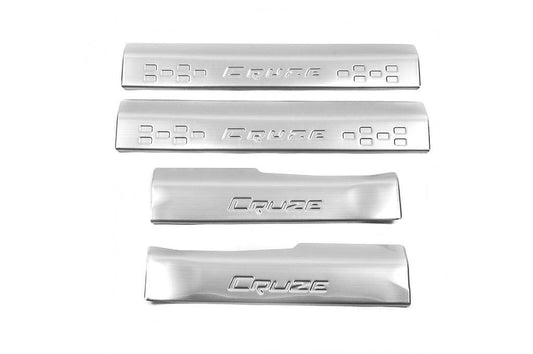 Overlays for internal thresholds (4 pieces, stainless steel) for Chevrolet Cruze 2009-2015 - Reelken Auto