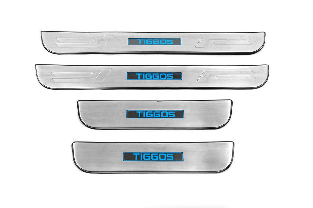 Libao LED Door Sill Plates (4 pcs, Stainless Steel) for Chery Tiggo 5 2013- - image 2
