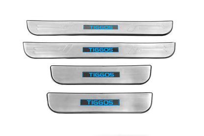 Libao LED Door Sill Plates (4 pcs, Stainless Steel) for Chery Tiggo 5 2013- - image 2