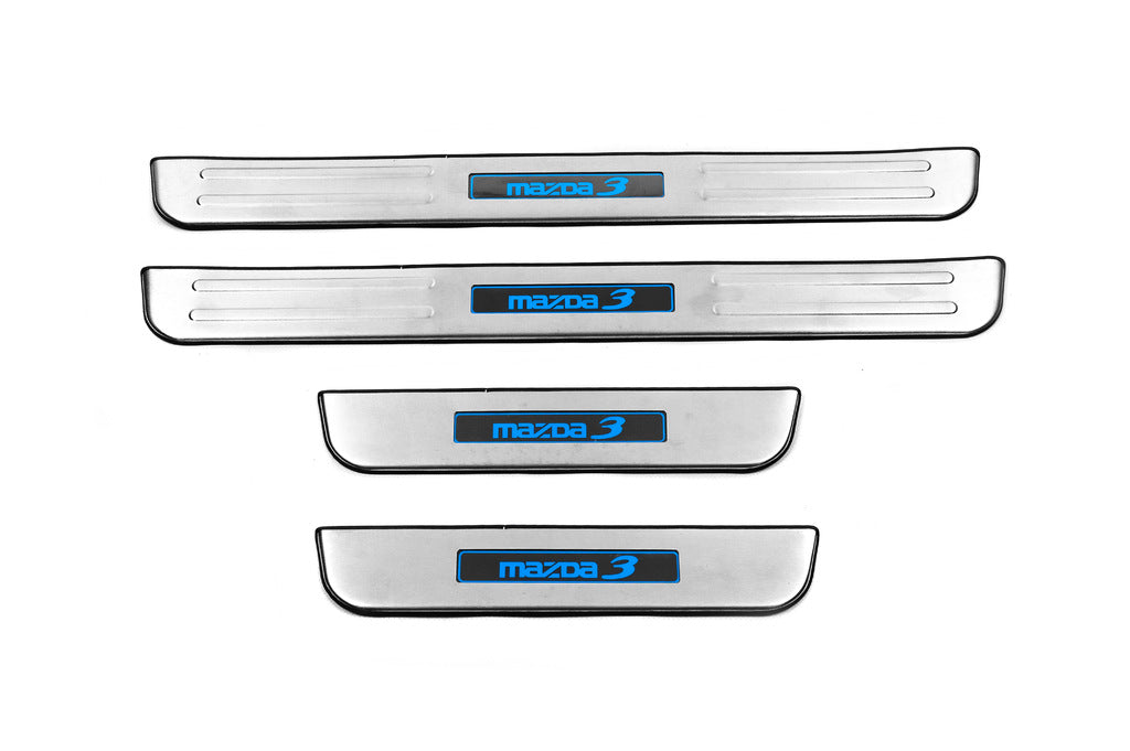 Libao LED Door Sill Plates (4 pcs, Stainless Steel) for Mazda 3 2009-2013 - image 1