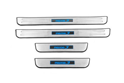 Libao LED Door Sill Plates (4 pcs, Stainless Steel) for Mazda 3 2009-2013 - image 1