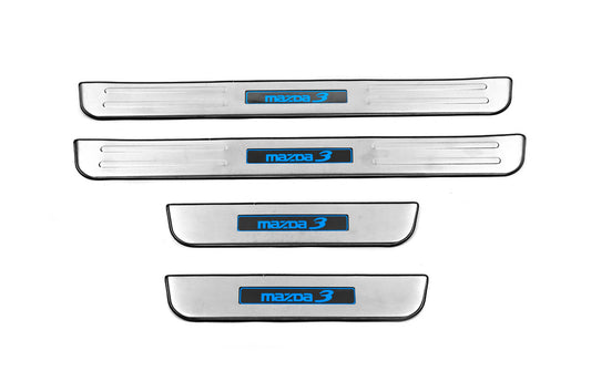 Libao LED Door Sill Plates (4 pcs, Stainless Steel) for Mazda 3 2009-2013 - image 1