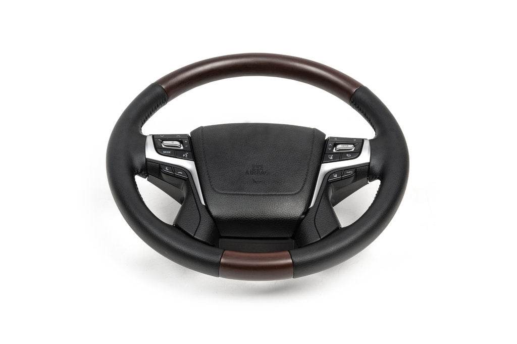 Steering wheel assembly (dark wood) for Toyota Land Cruiser 200 - Reelken Auto