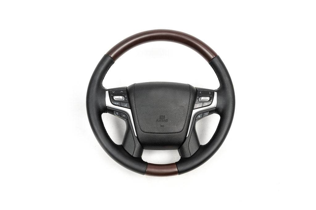 Steering wheel assembly (dark wood) for Toyota Land Cruiser 200 - Reelken Auto