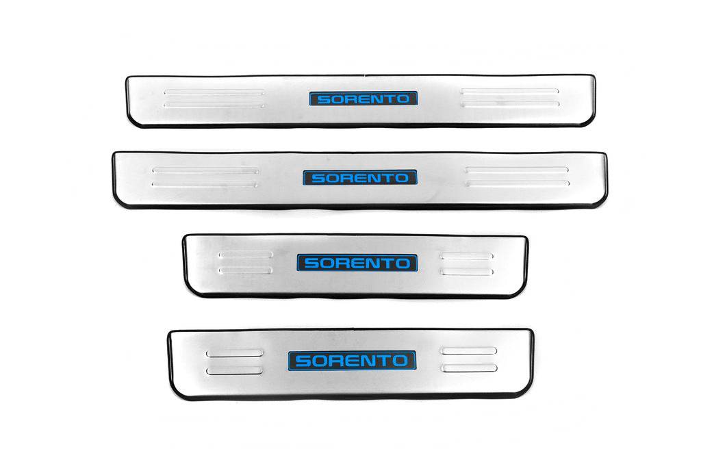 Door sills Libao (4 pcs, stainless steel) for Kia Sorento II XM 2009-2014 - Reelken Auto