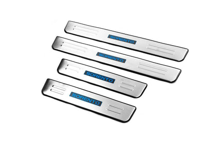 Door sills Libao (4 pcs, stainless steel) for Kia Sorento II XM 2009-2014 - Reelken Auto