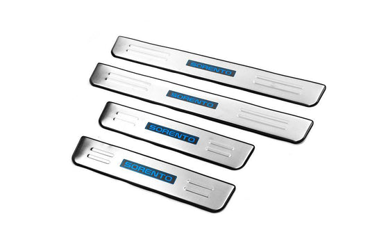 Door sills Libao (4 pcs, stainless steel) for Kia Sorento II XM 2009-2014 - Reelken Auto