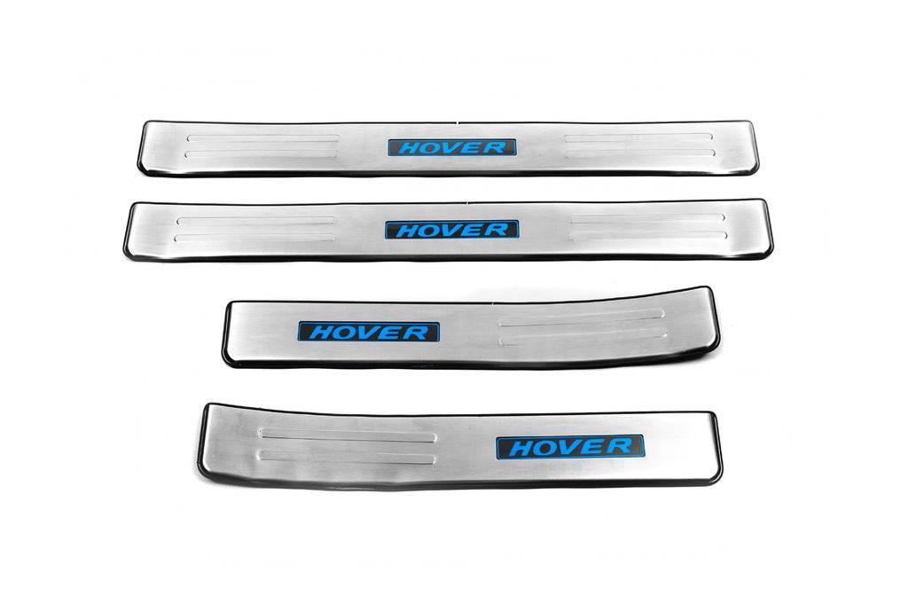 Door sills Libao LED (4 pcs, stainless steel) for Great Wall Haval H6 - Reelken Auto