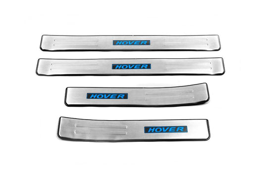 Door sills Libao LED (4 pcs, stainless steel) for Great Wall Haval H6 - Reelken Auto